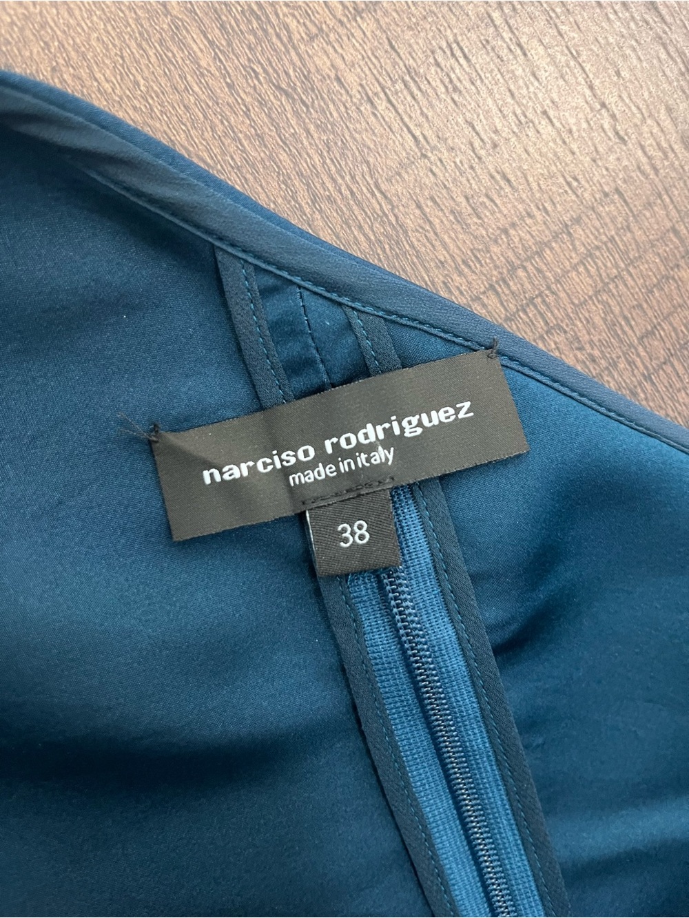 Narciso Rodriguez Teal Blue Draped One Shoulder Silk  Top 38 - Picture 8 of 10